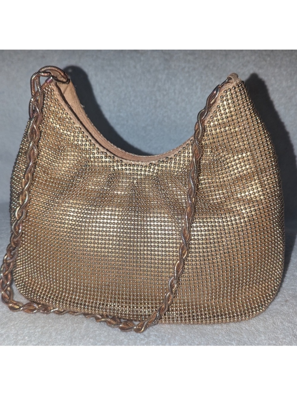 Whiting & Davis Gold Mesh Evening Clutch with Chain Handle